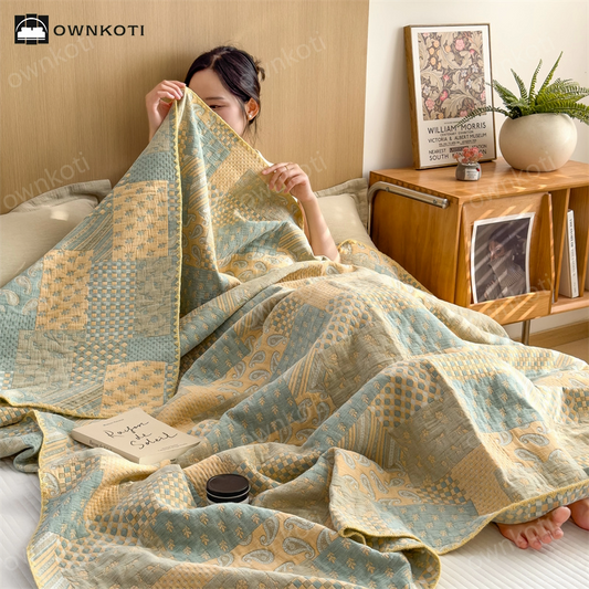 Three Layers Gauze Retro Comfy Lightweight Quilt