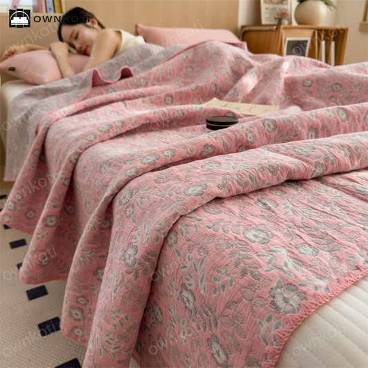 Refresh Floral Three Layers Cotton Gauze Quilt