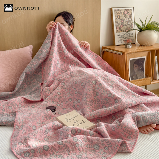 Refresh Floral Three Layers Cotton Gauze Quilt