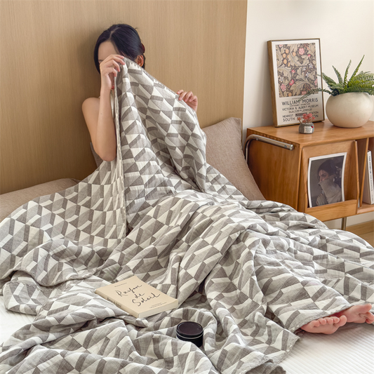 Simple Geometric Cotton Gauze Comfy Quilt