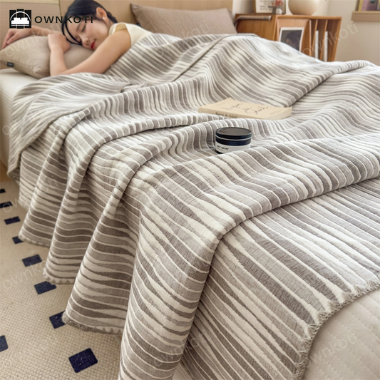 Cotton Gauze Striped Breathable Comfy Quilt