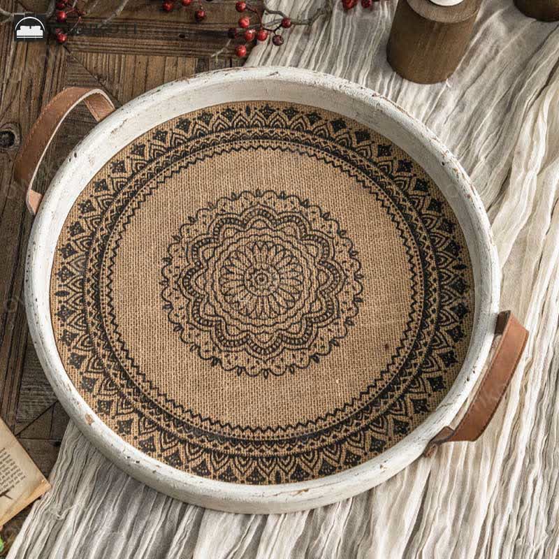 Retro Bohemian Style Wood Round Tray