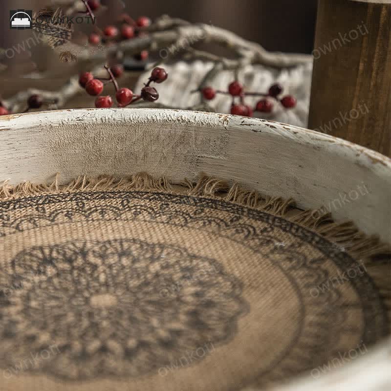 Retro Bohemian Style Wood Round Tray