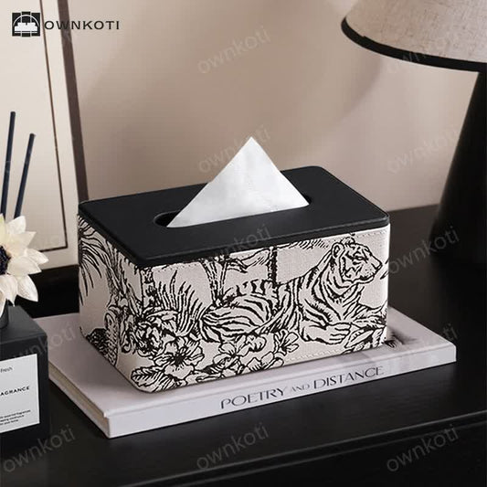 Vintage Leather Storage Tissue Box Cover