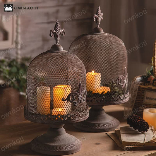 Retro Iron Birdcage Candle Holder Ornament