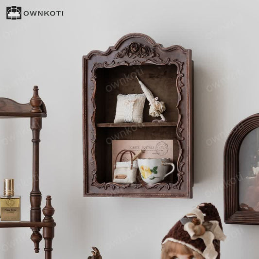 French Retro Carved Multi-layer Wall Cabinet