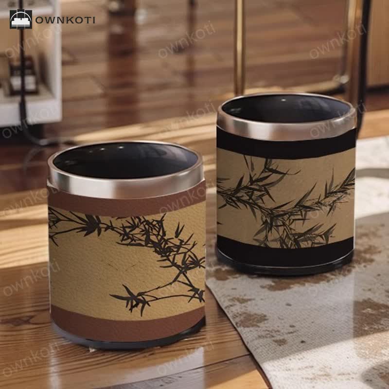 Luxurious Style Rural Bamboo Trash Can