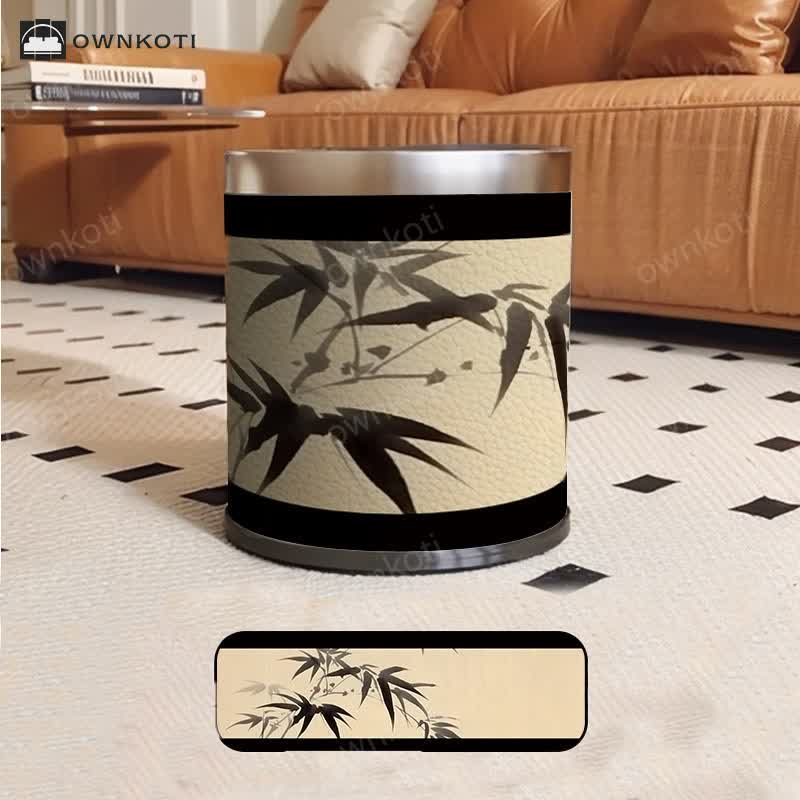 Luxurious Style Rural Bamboo Trash Can