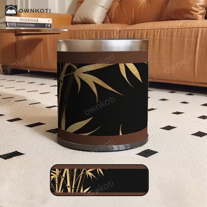 Luxurious Style Rural Bamboo Trash Can
