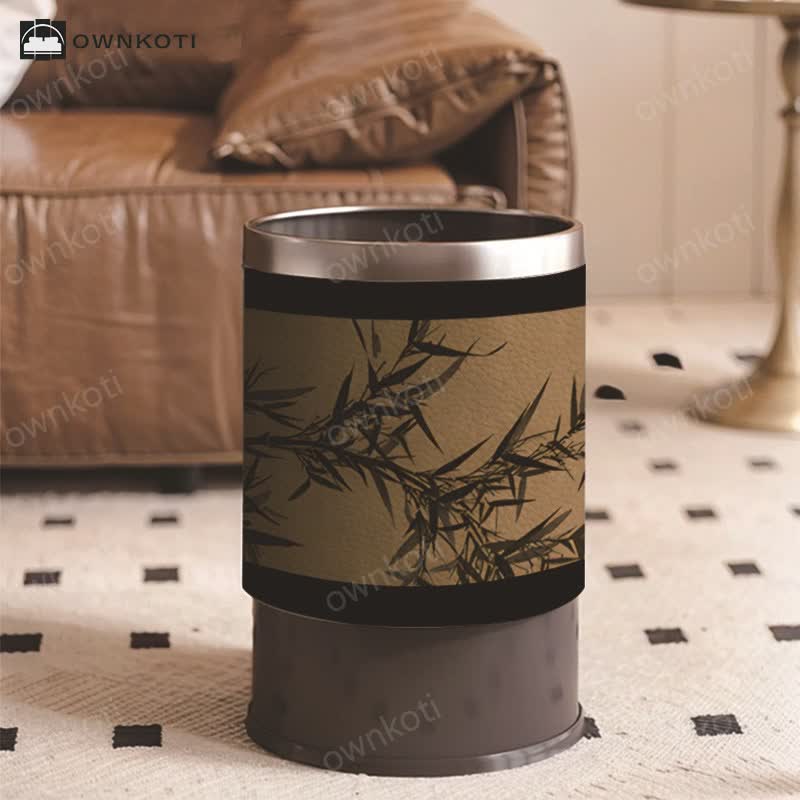 Luxurious Style Rural Bamboo Trash Can
