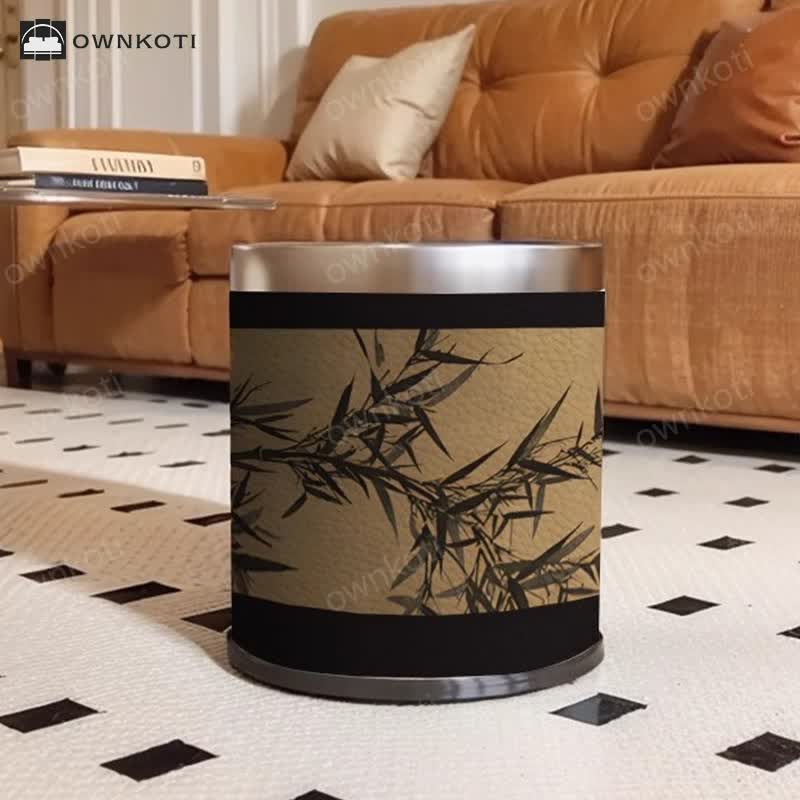 Luxurious Style Rural Bamboo Trash Can