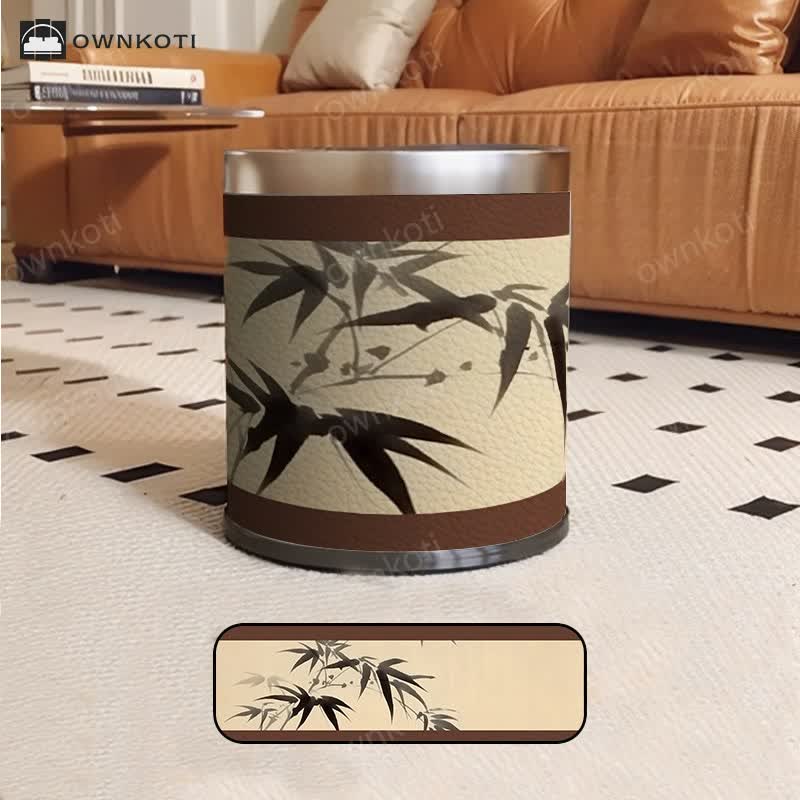 Luxurious Style Rural Bamboo Trash Can