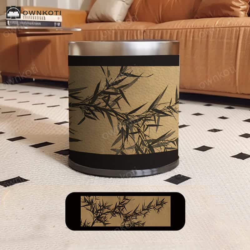 Luxurious Style Rural Bamboo Trash Can