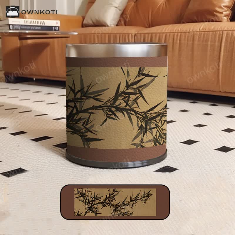 Luxurious Style Rural Bamboo Trash Can