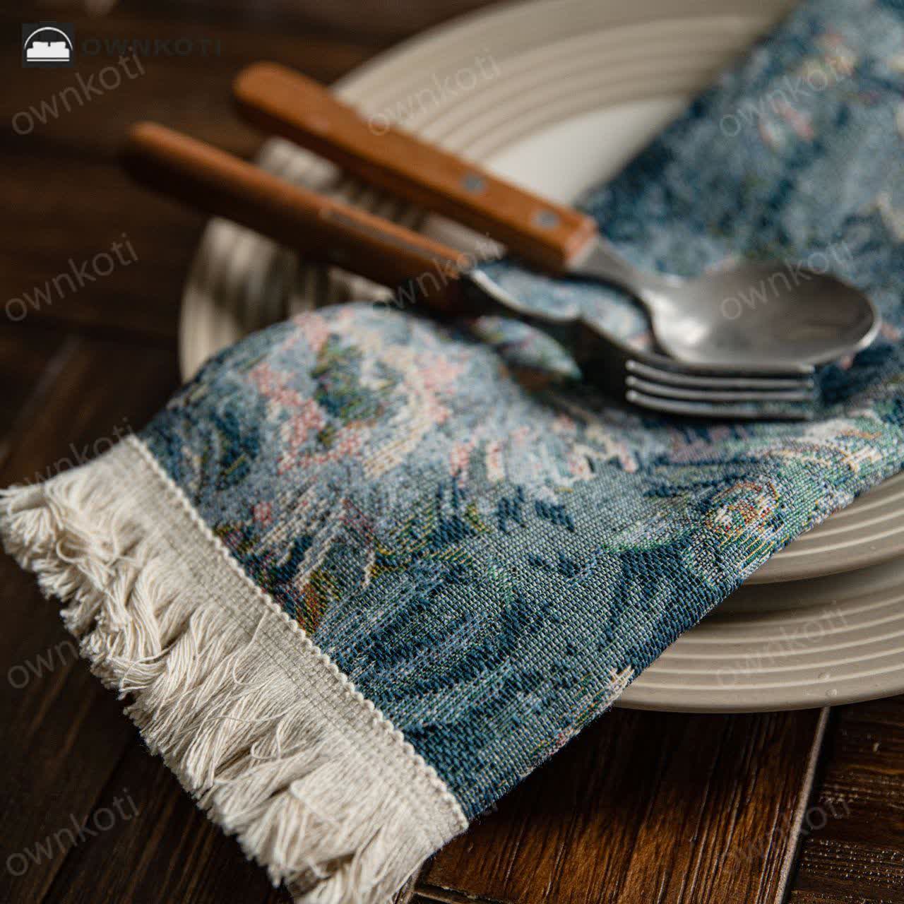 Jacquard Oil-painting Sunflower Tassel Placemat