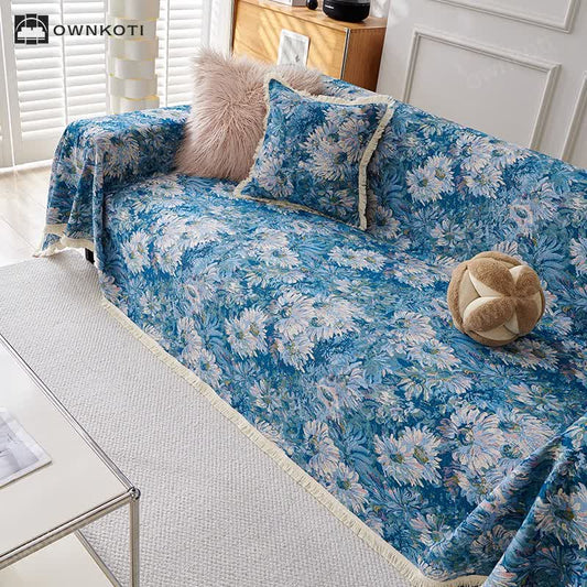 Tassel Cotton Linen Pastoral Couch Slipcover