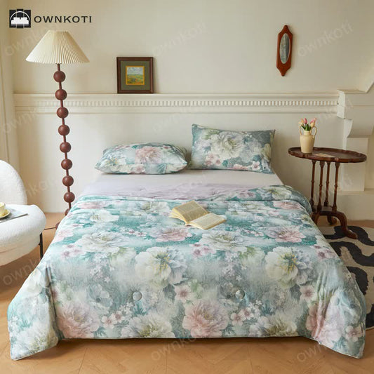 Elegant Floral Breathable Cooling Quilt