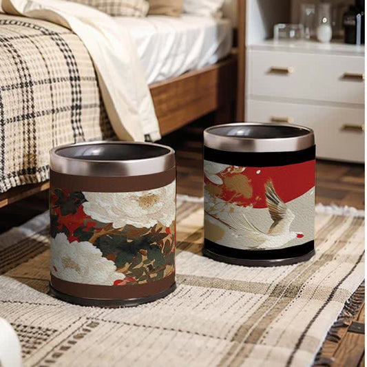 Large Capacity Floral Bird Decorative Trash Can - image 1