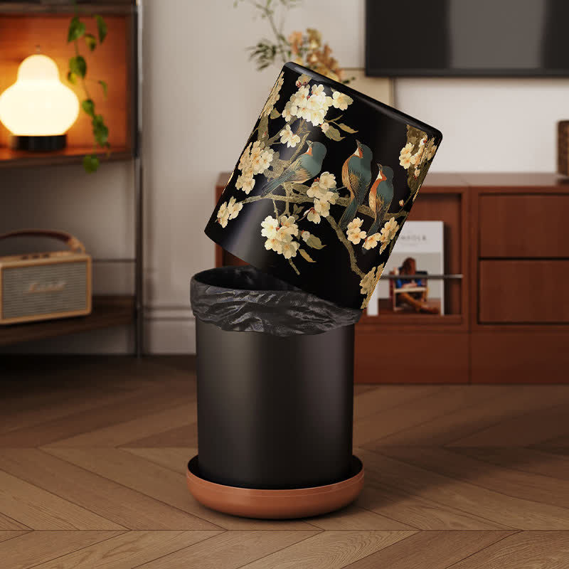 Vintage Floral Bird Durable Trash Can