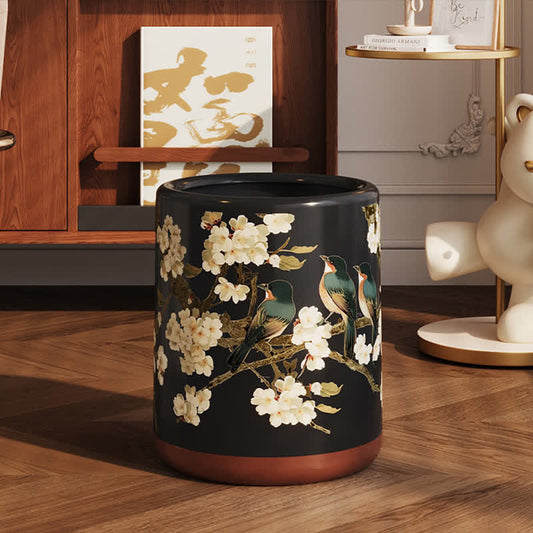 Ownkoti Vintage Floral Bird Durable Trash Can - A - 9"W x 9"L x 12"H - image 1