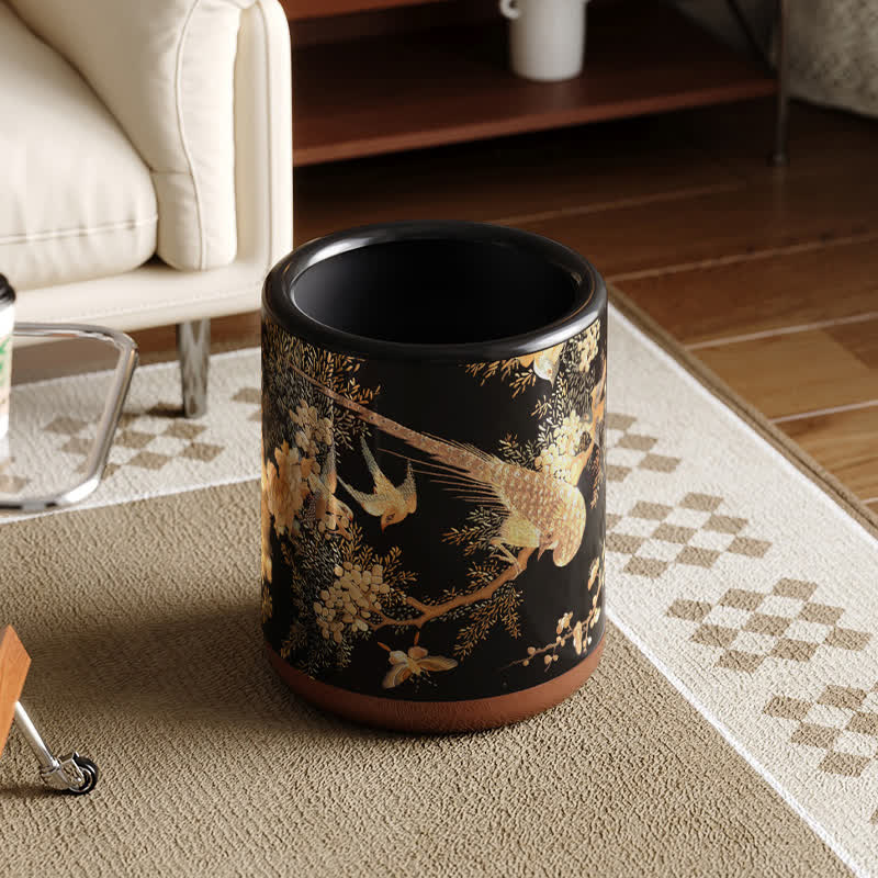 Vintage Floral Bird Durable Trash Can