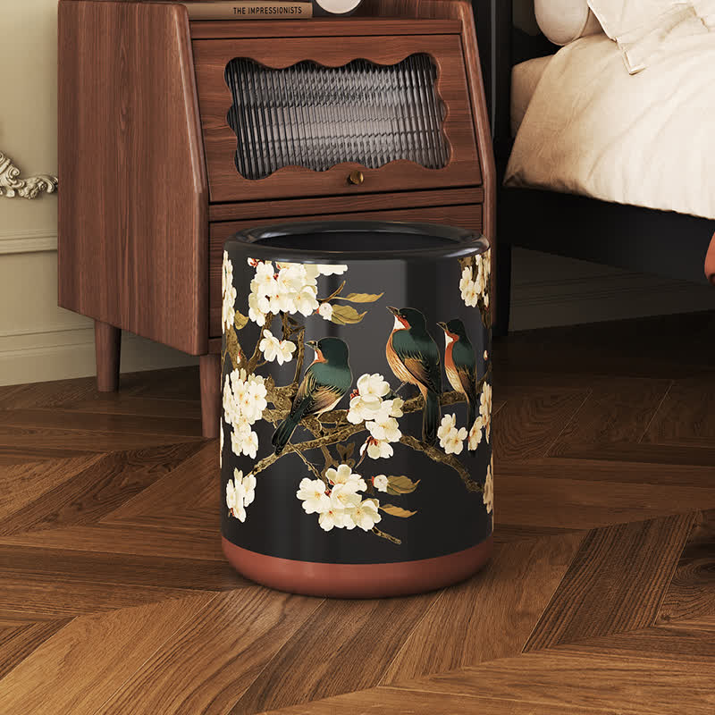 Vintage Floral Bird Durable Trash Can