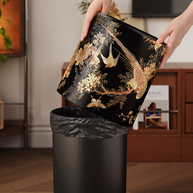 Vintage Floral Bird Durable Trash Can
