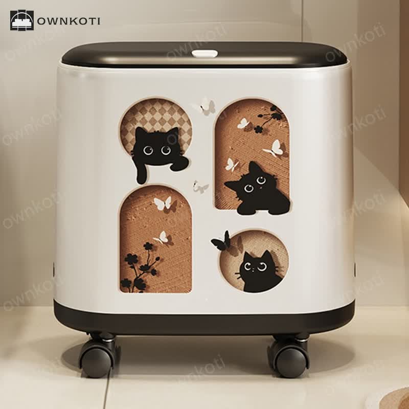 Cute Cat Push-open Double Layer Trash Can