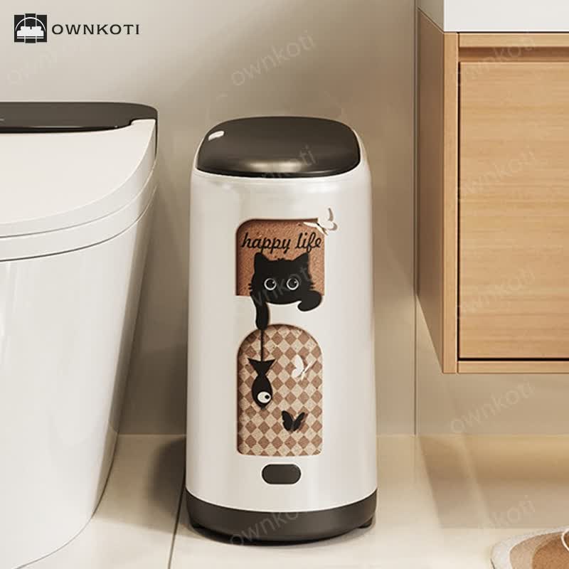 Cute Cat Push-open Double Layer Trash Can