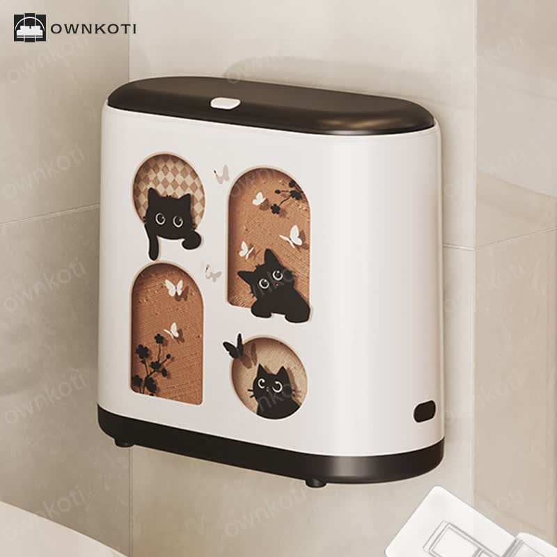 Cute Cat Push-open Double Layer Trash Can