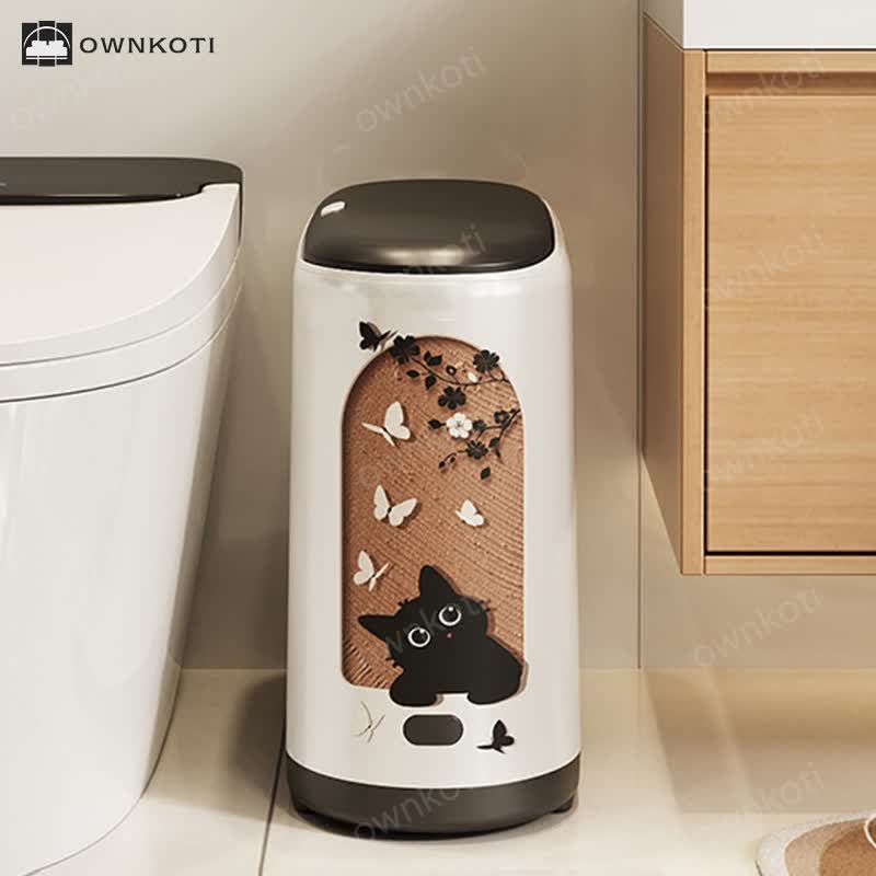 Cute Cat Push-open Double Layer Trash Can