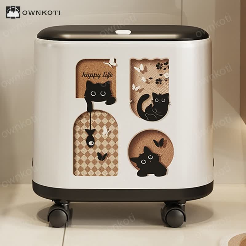 Cute Cat Push-open Double Layer Trash Can
