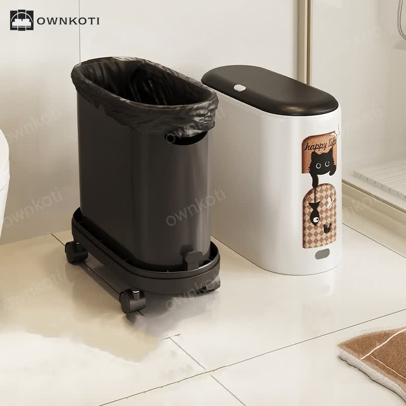 Cute Cat Push-open Double Layer Trash Can