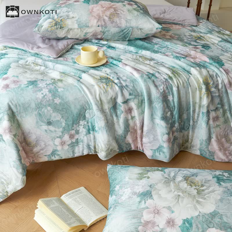 Elegant Floral Breathable Cooling Quilt