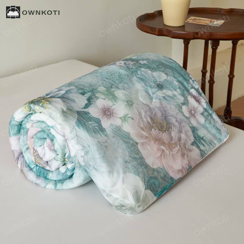 Elegant Floral Breathable Cooling Quilt