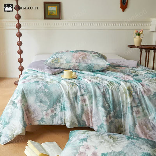 Elegant Floral Breathable Cooling Quilt