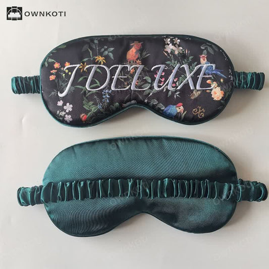 Floral Print Simulated Silk Blackout Sleep Eye Mask
