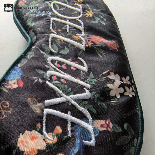Floral Print Simulated Silk Blackout Sleep Eye Mask
