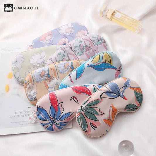 Art Flower Print Imitation Silk Sleep Eye Mask