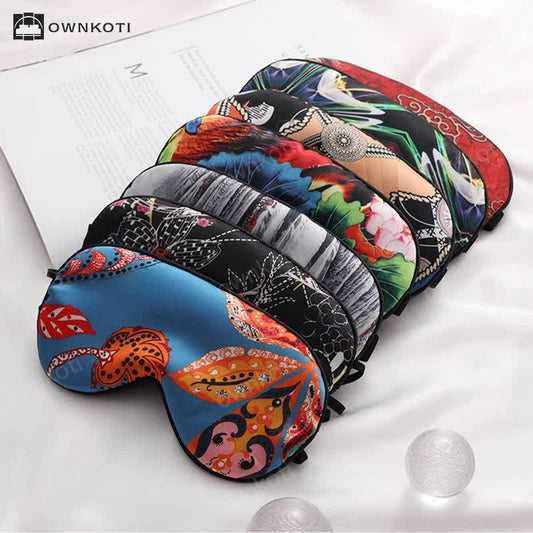 Ethnic Style Print Imitation Silk Sleep Eye Mask