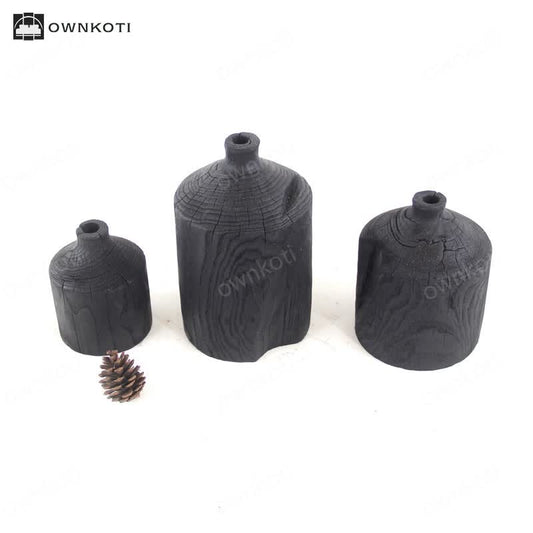 Wooden Black Vase Art Decorative Ornament