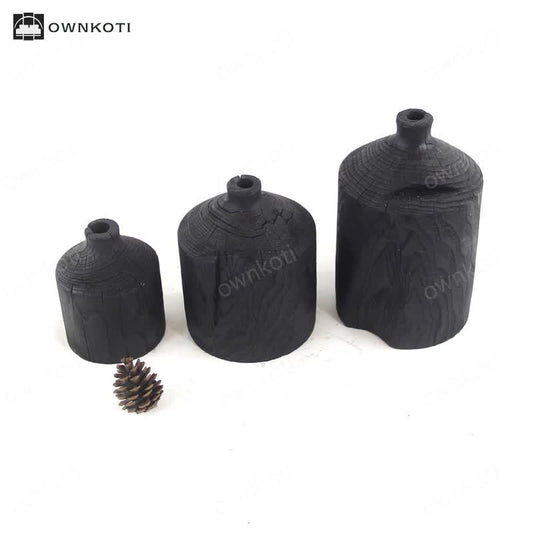Wooden Black Vase Art Decorative Ornament