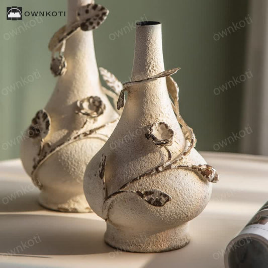 Vintage Carved Iron Vase Decorative Ornament