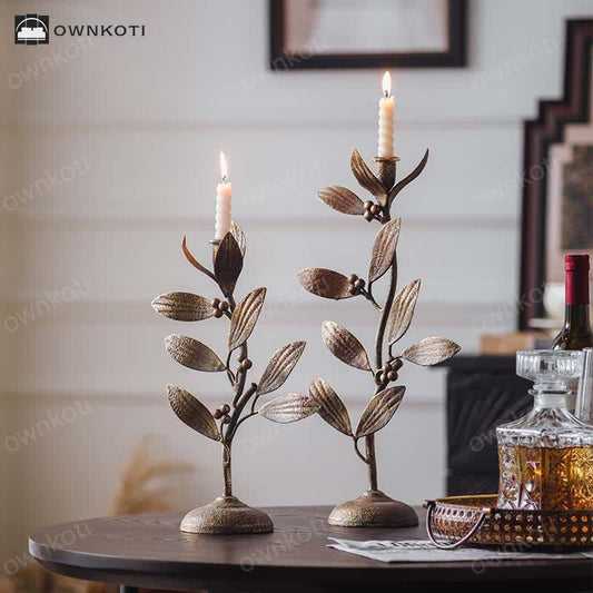 Iron Plant Flower Candle Holder Ornament