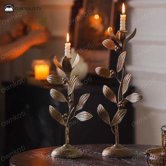 Iron Plant Flower Candle Holder Ornament