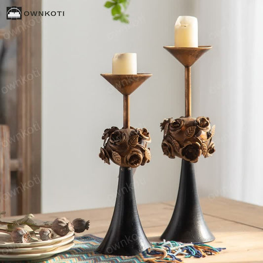 Retro Luxury Rose Candle Holder Decorative Ornament