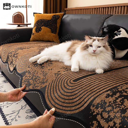 Retro Wave Plant Non-slip Sofa Cover