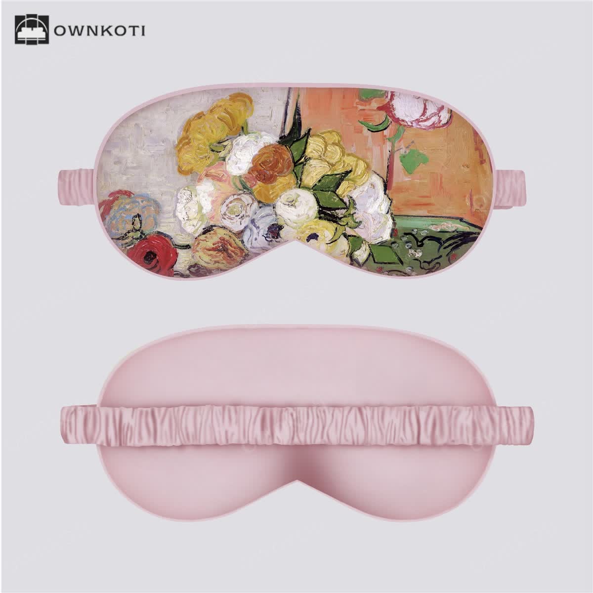 Artistic Floral Botanical Print Silk Satin Eye Mask