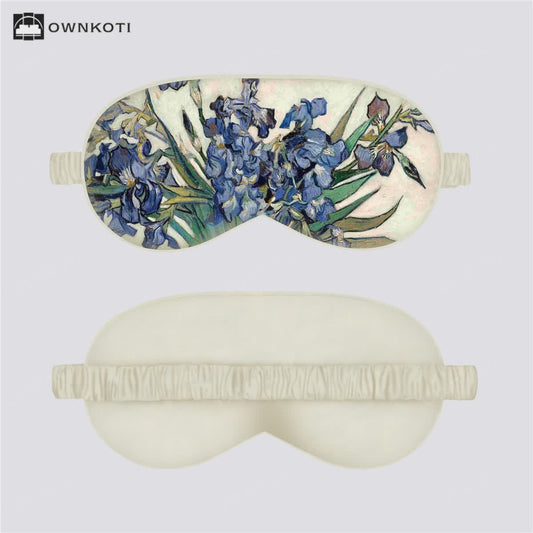 Artistic Floral Botanical Print Silk Satin Eye Mask