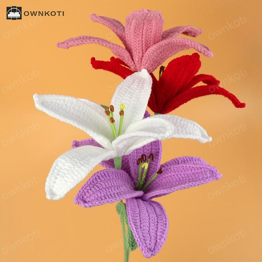 Handmade Knitted Crochet Lily Branch Decor